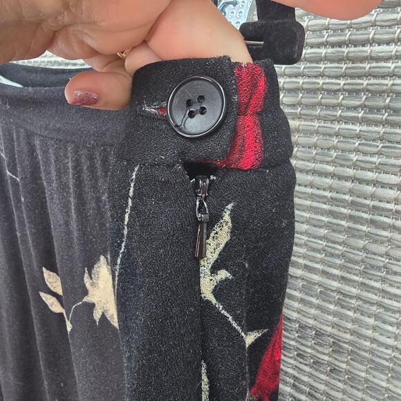 VTG Jones New York Maxi Skirt Womens 14W Wool Whimsigoth Dark Floral Romantic 90 - Picture 3 of 6